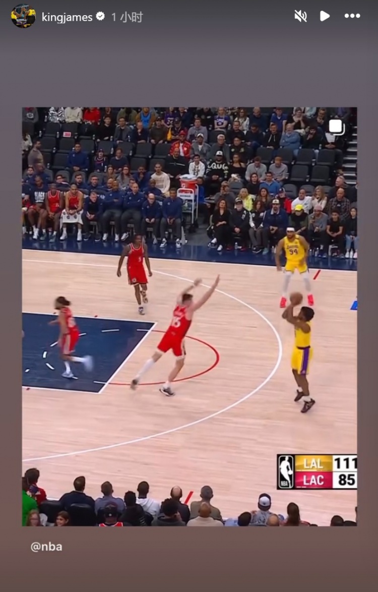  為你驕傲！布朗尼投進(jìn)NBA生涯首記三分球！詹姆斯賽后轉(zhuǎn)發(fā)
