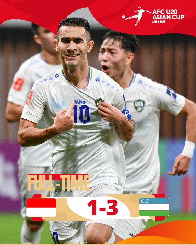  烏茲別克斯坦U20隊3-1印尼U20隊兩連勝晉級8強，印尼U20隊出局