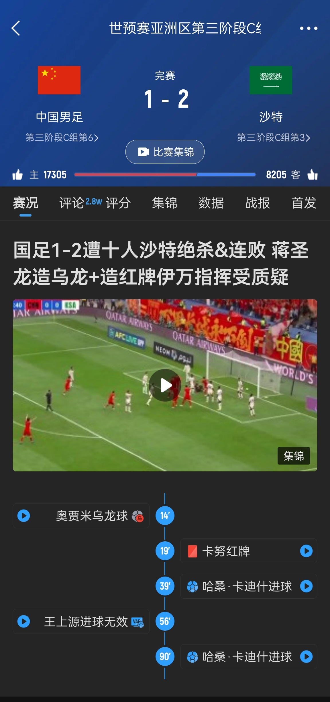  今天什么劇本？首戰(zhàn)沙特也是半場紅牌+蔣光太傷退，最后國足被翻